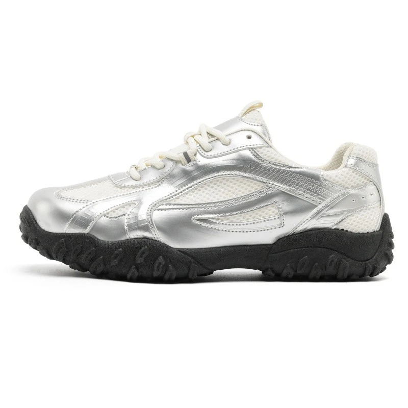 Sneaker de plata metàl·lica personalitzada Y2K|Fabricació OEM/ODM Tech Runner